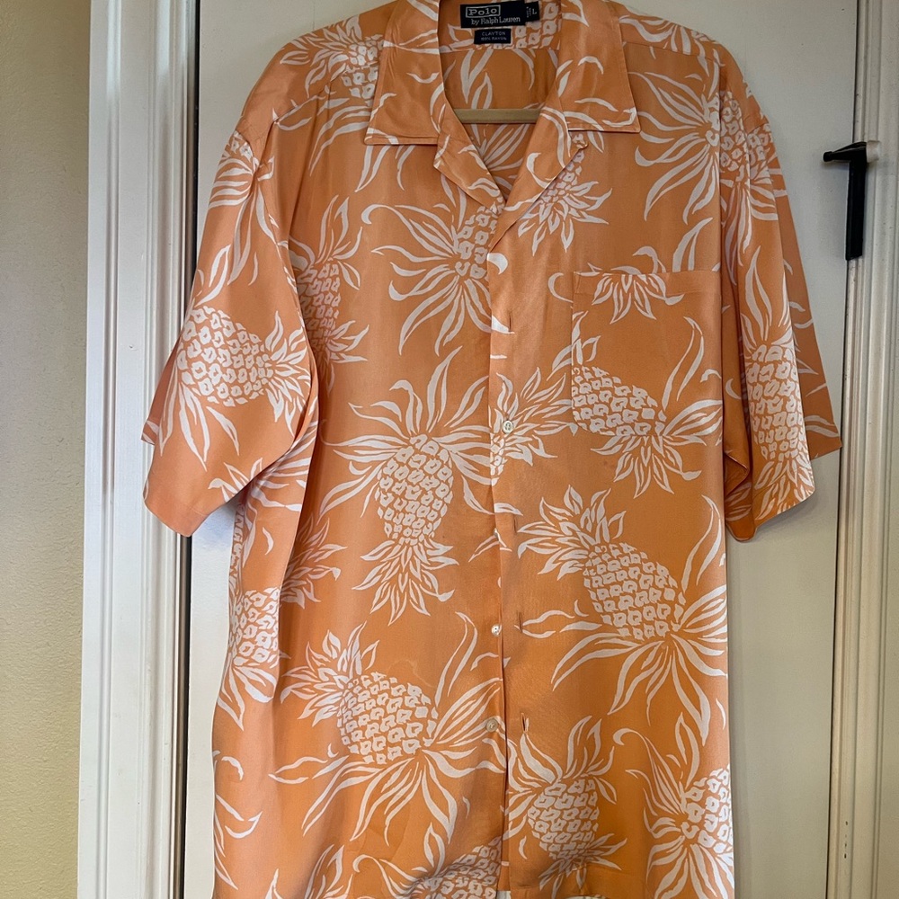 Polo by Ralph Lauren Orange and White Casual Button Down Shirt
